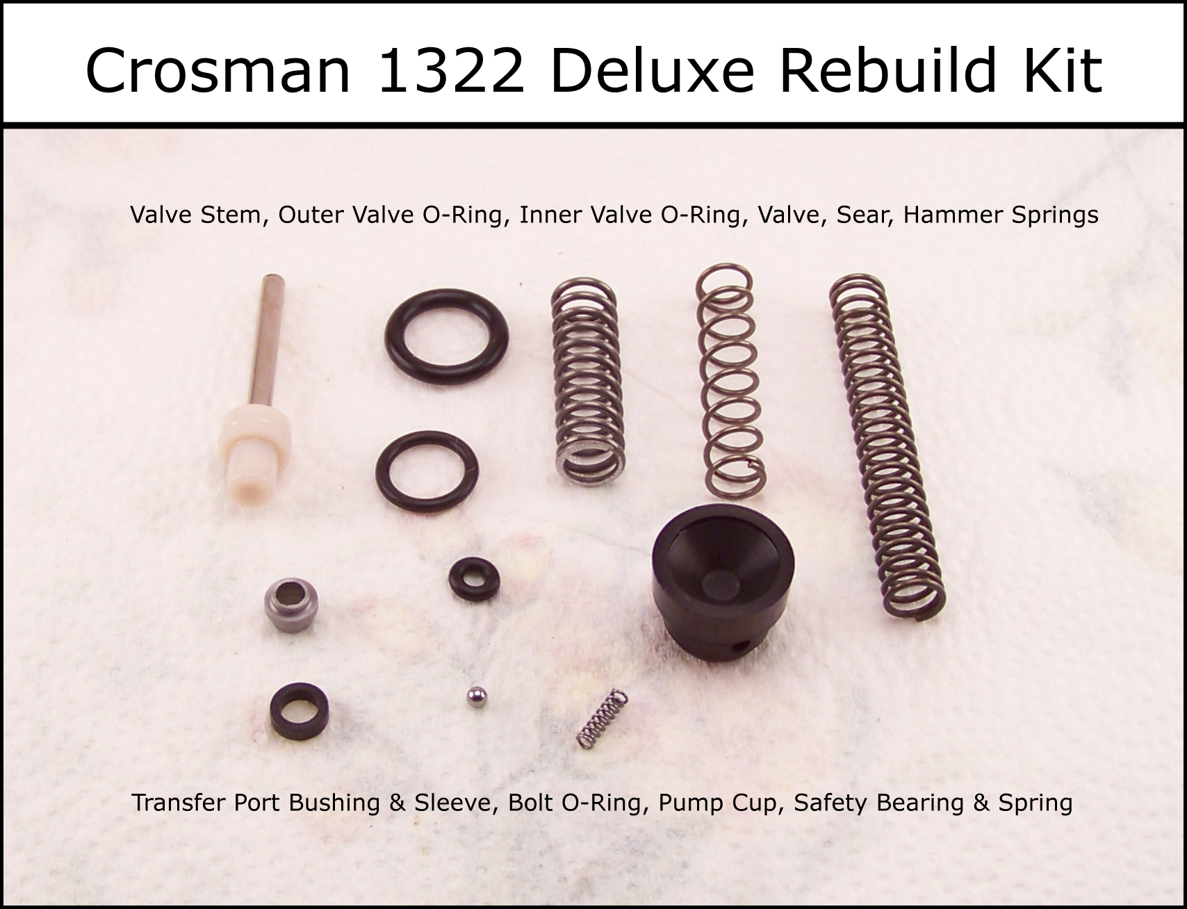 Valve & Transfer Port Crosman  1322 1377 2289 Complete Rebuild Kit New Piston 