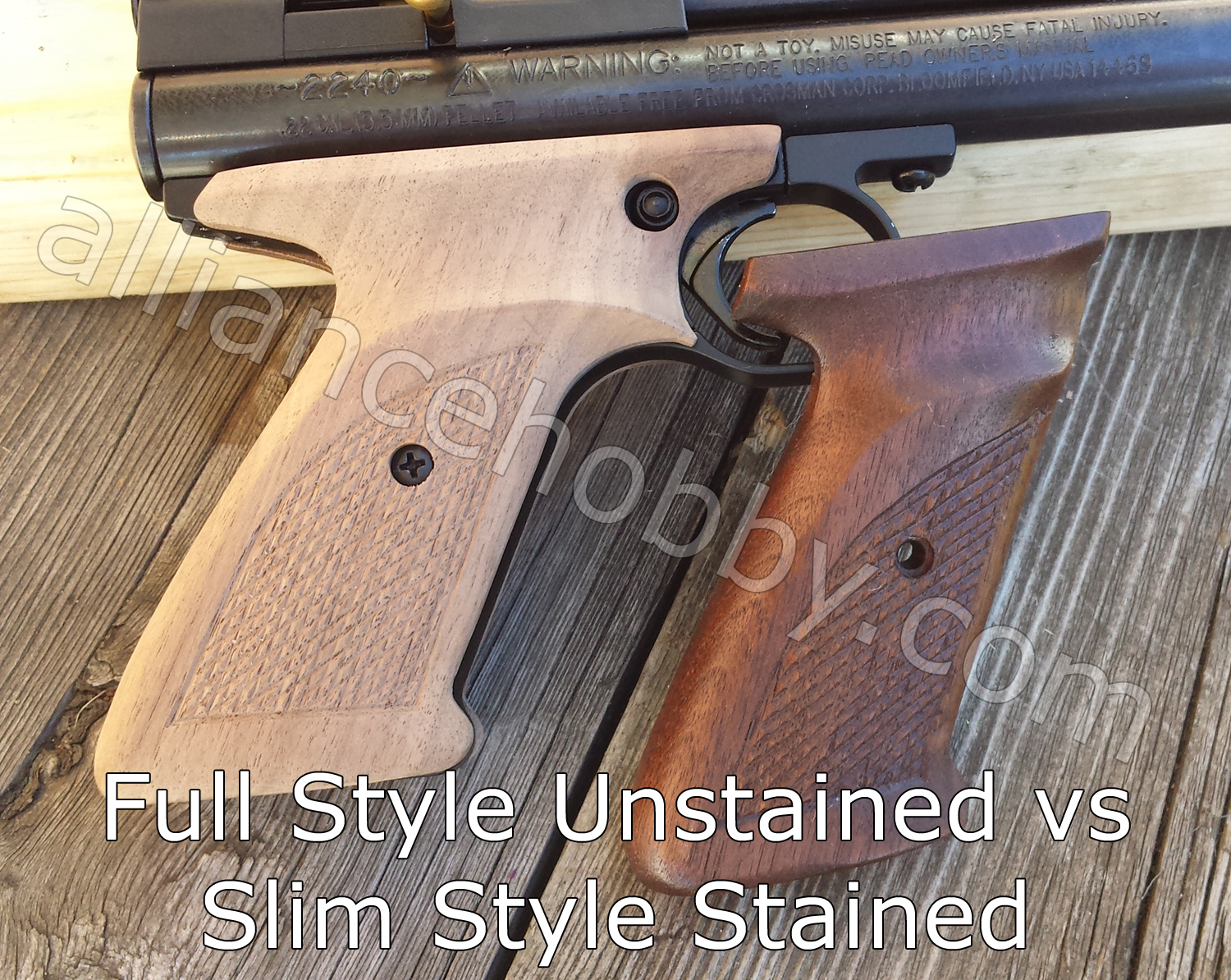READY TO FINISH SMOOTH WALNUT TARGET GRIPS RIGHT HANDED Crosman 2240 1377 etc.